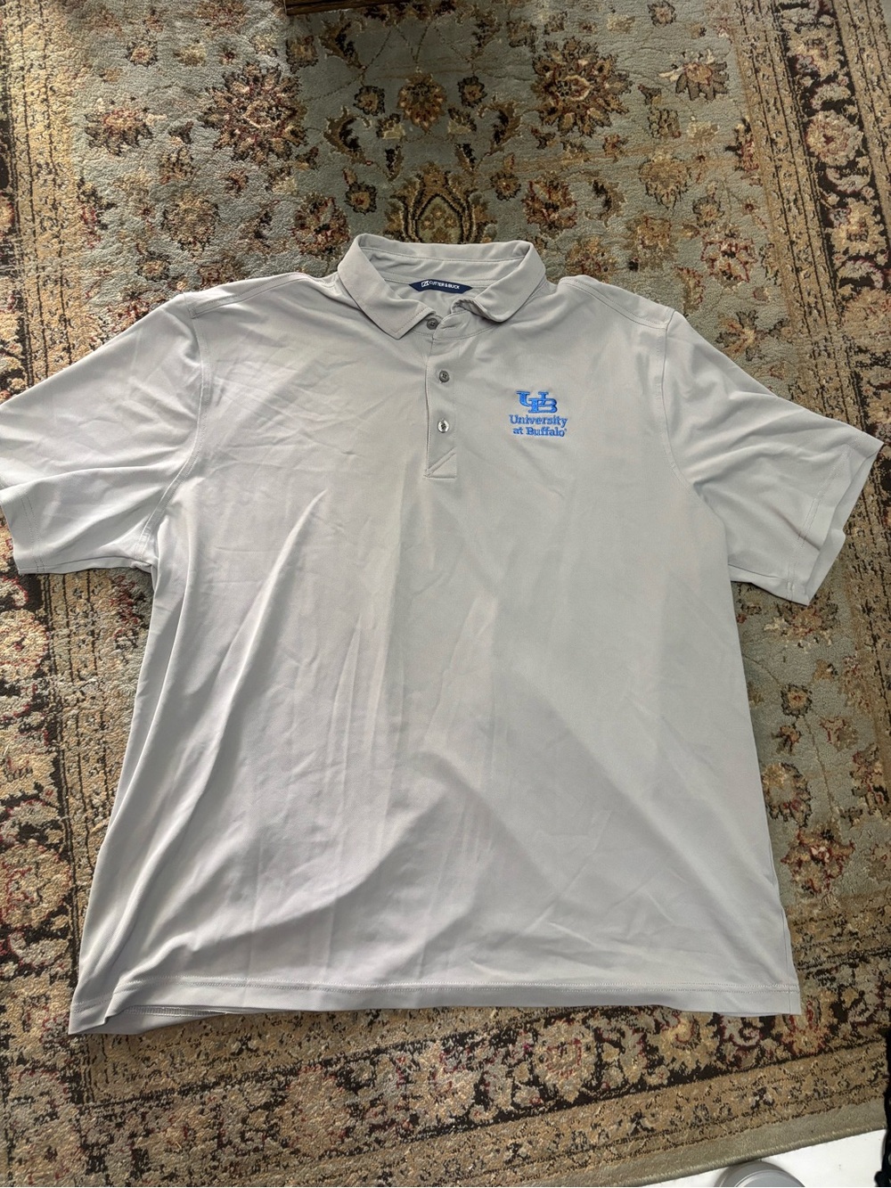 Cutter & Buck Light Gray Polo with Blue University Logo